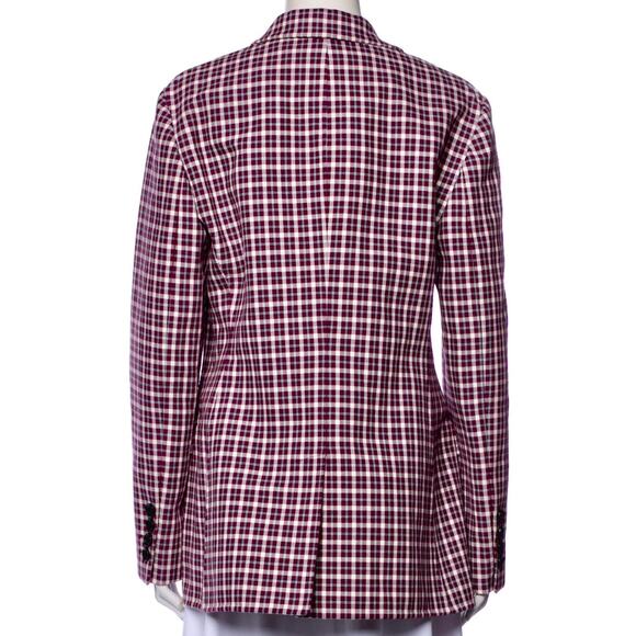 $1,450 BURBERRY NWT Purple Burgundy & White Plaid Blazer Jacket Coat – Size 10 - Picture 14 of 16
